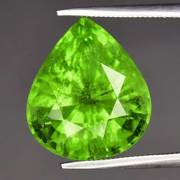 Huge! 10.61ct pear shaped apple green Peridot! Untreated!