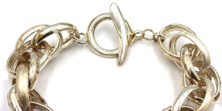 925 Sterling silver high polished and satin link bracelet