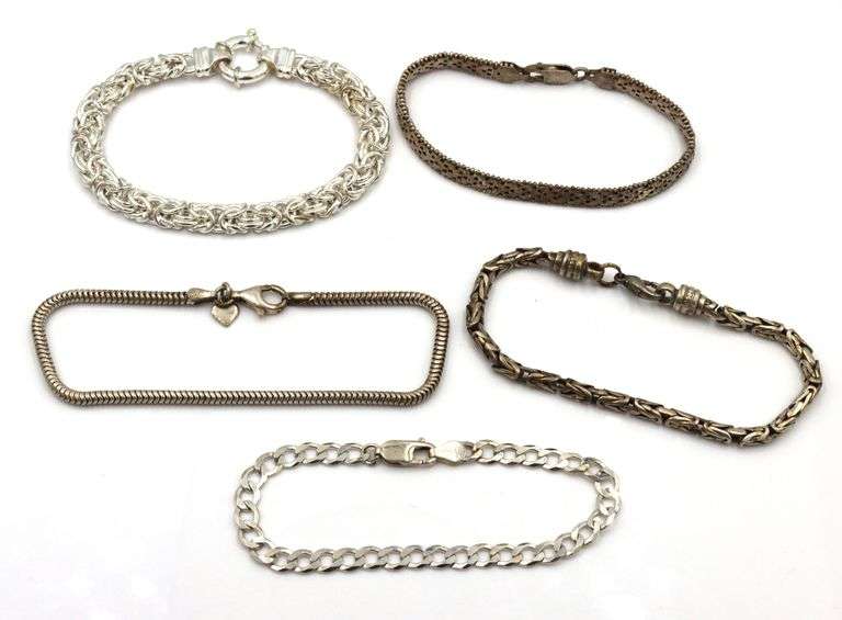 Vintage 925 sterling silver group lot of 5 bracelets