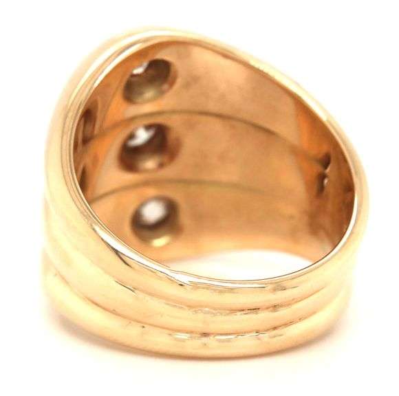 14kt Yellow gold 0.55ctw triple row diamond dome ring