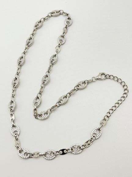925 Sterling Silver Gucci Inspired Alternative Crystal Link Chain