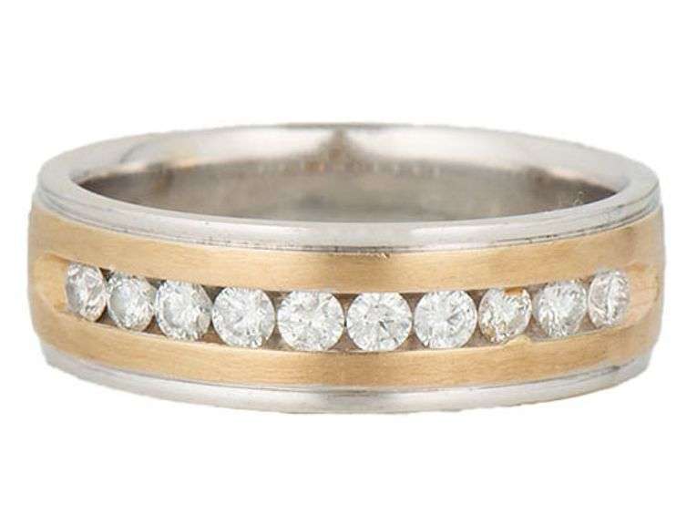 Gents 0.45ctw Diamond Channel Set Two Tone Band Ring in 14K
