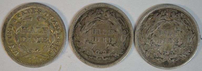3 Different sharp Liberty Seated Half Dimes