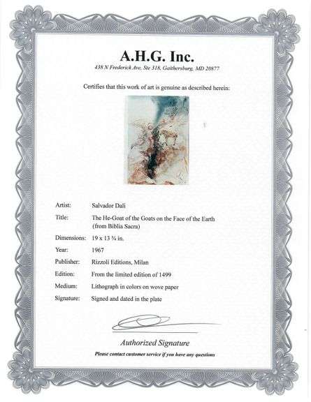 Highly Collectible and Rare Salvador Dali Original Lithograph from the 'Biblia Sacra' Suite