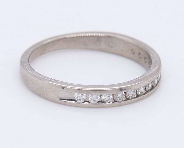 14kt White gold channel set diamond band