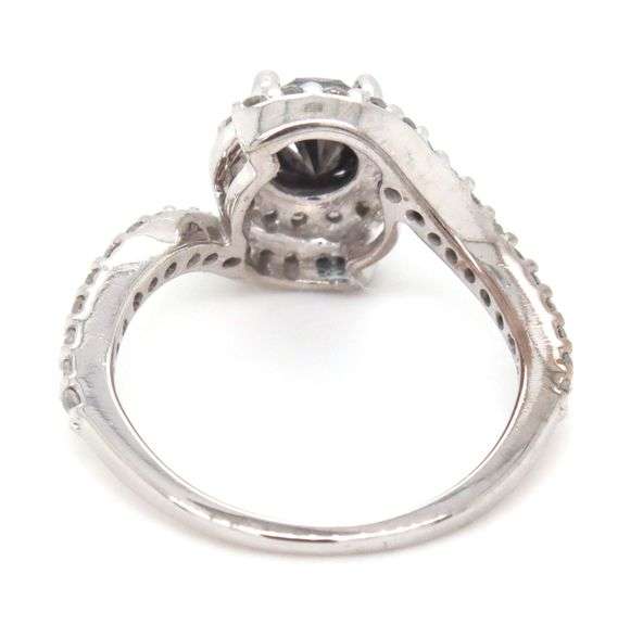 10kt White gold black and white diamond crossover ring