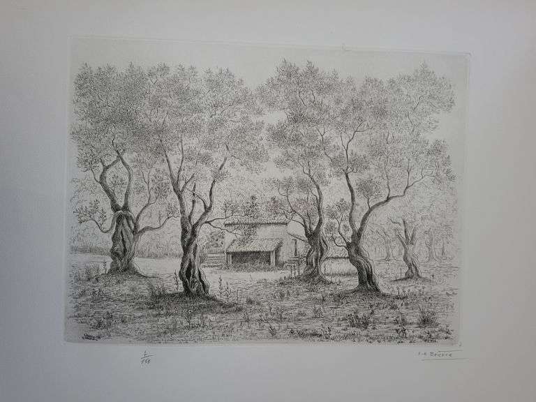 Very rare Remarkabe eoriginal etching hand signed by S.A. Boisecq