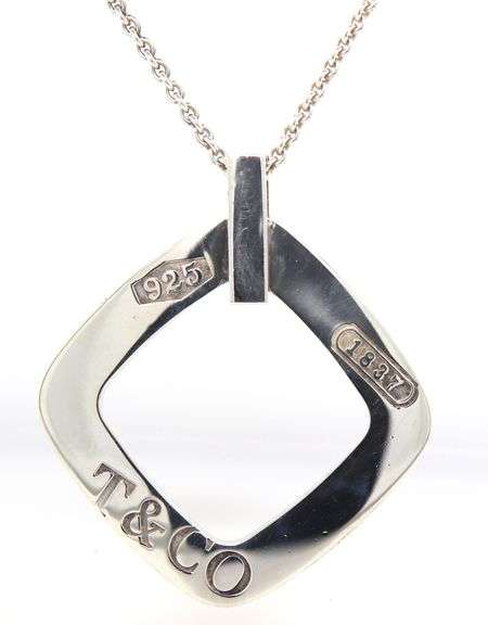 Tiffany & Co 1837 Square pendant on chain