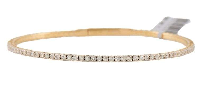 New 1.24ctw Round Diamond Flex Bangle Bracelet in 14K