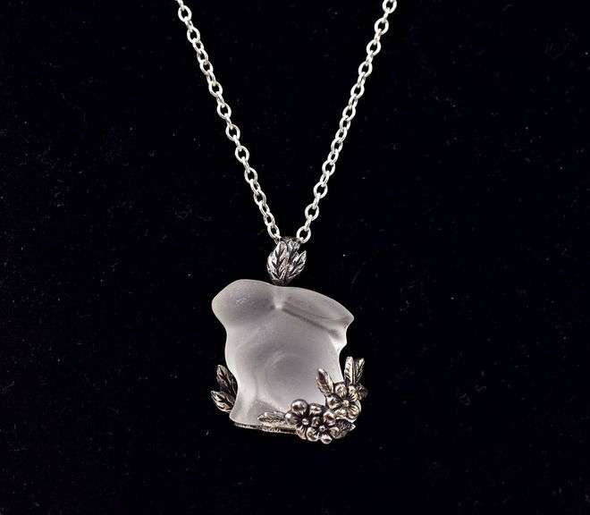 Glass Rabbit Pendant Necklace in Sterling Silver