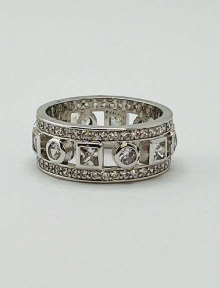 925 Sterling Silver 9mm CZ Triple Row Band