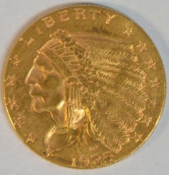 Choice BU 1925-D US $2.50 Indian Gold Piece. Nice