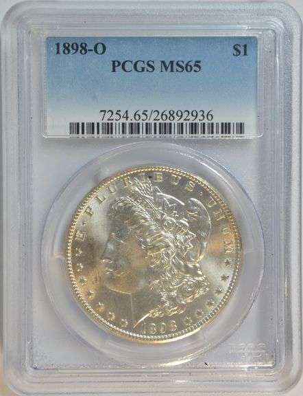 Sparkling-white Gem BU 1898-O Morgan Silver Dollar. PCGS MS65
