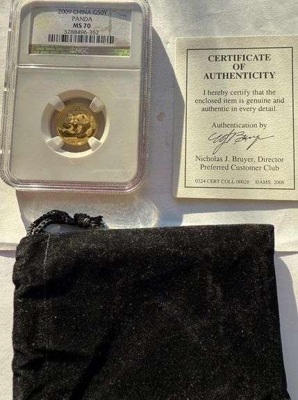 China 1/10 TH Gold Panda 2009 MS70.