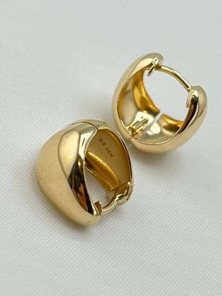 14KT Yellow Gold Dome Huggies Hoop Earrings
