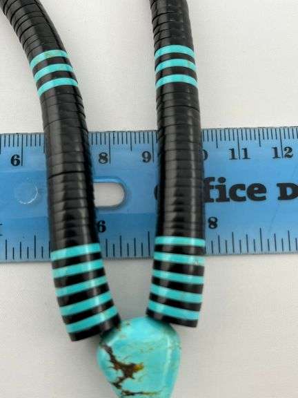925 Sterling Silver Handcrafted Unique Native American Heishi necklace With Turquoise Jacla Drop Nec