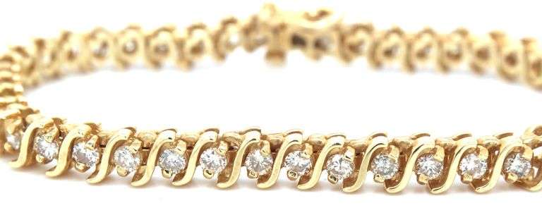 Popular 14K YG "S" Link Diamond Bracelet