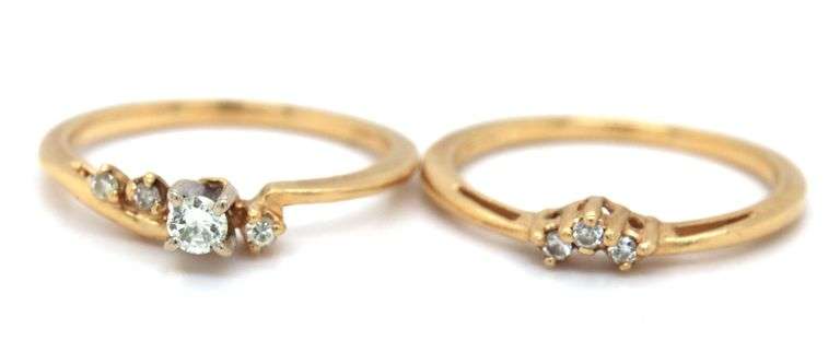 14kt Yellow gold cubic zirconia wedding set