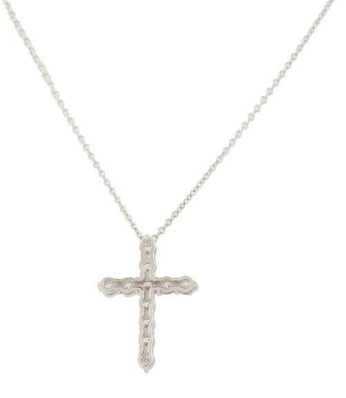 New 0.81ctw Diamond Shared Prong Cross Pendant Necklace in 14K