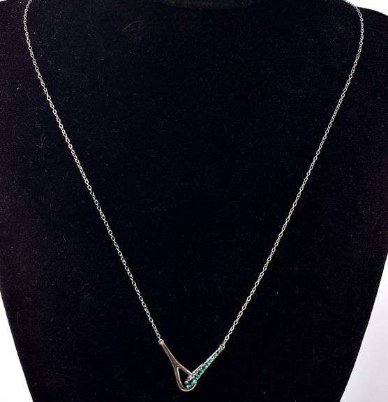 Green CZ Gemstone Pendant Necklace in Sterling Silver