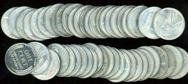 Roll of Nicer 1943-P Lincoln Steel Wheat Cents