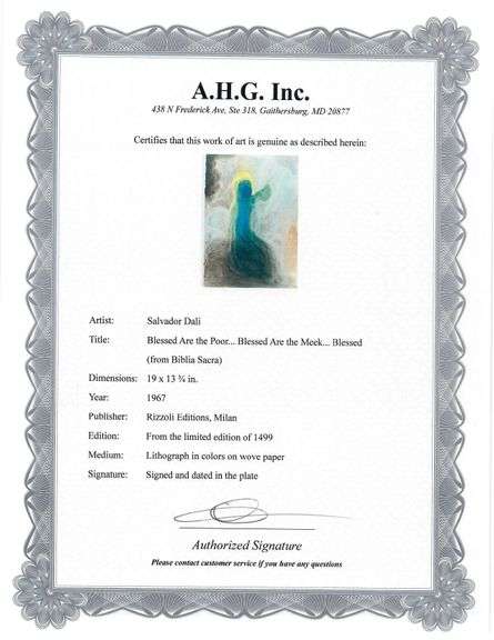 Highly Collectible and Rare Salvador Dali Original Lithograph from the 'Biblia Sacra' Suite