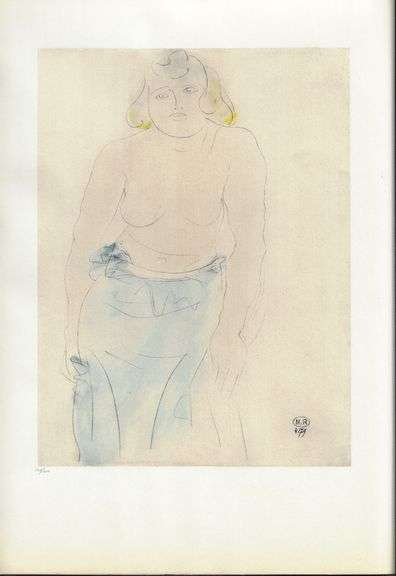 Exclusive Auguste Rodin Lithograph of Watercolor Signed in the Plate, 1949
