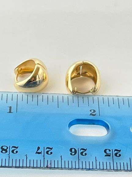 14KT Yellow Gold Dome Huggies Hoop Earrings