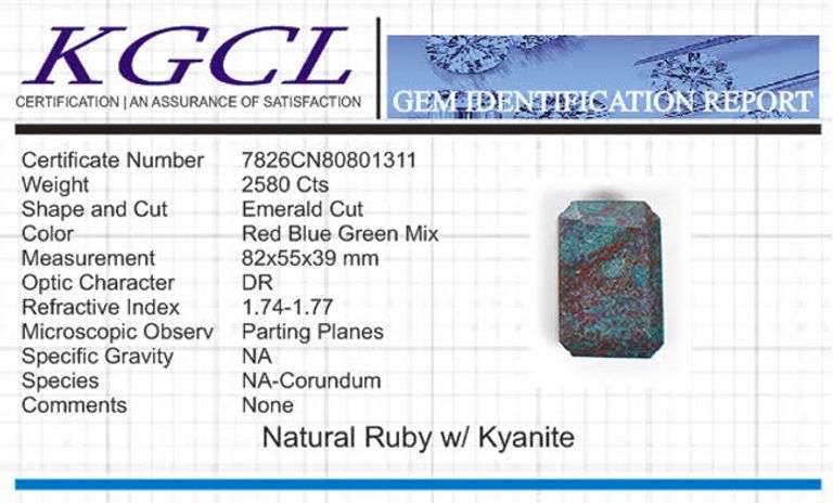 Magnificent Certified Museum Size 2580 Ct Natural Red Ruby Kyanite Solitaire