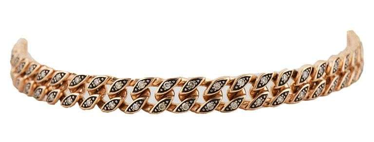 David Yurman 0.71ctw Pave Cognac Diamond Curb Chain Bracelet in 18K