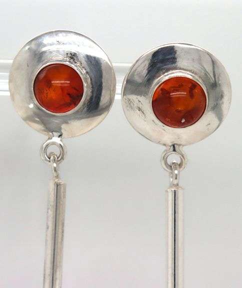 925 Sterling silver Amber dangle earrings