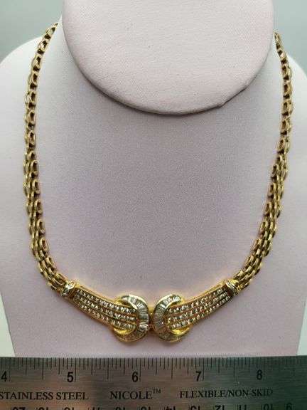Handcrafted 18ct Gold necklace with over 10ctw of Pave & Baguette Diamonds – 40.3g of Solid Gold, si