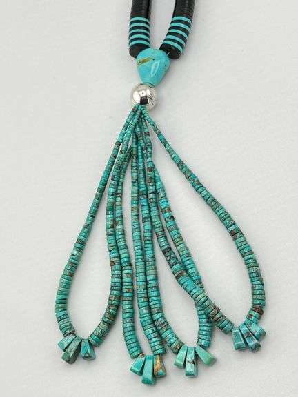 925 Sterling Silver Handcrafted Unique Native American Heishi necklace With Turquoise Jacla Drop Nec