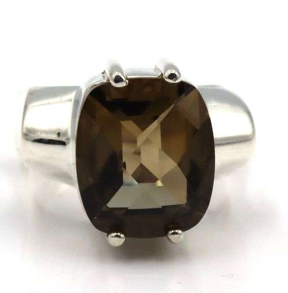 925 Sterling silver smokey quartz ring