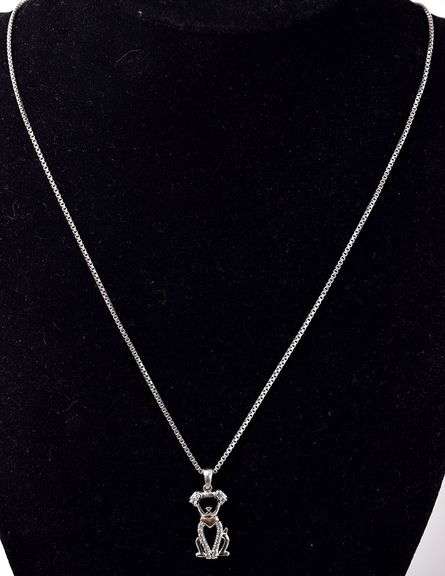 CZ Dog Pendant Necklace in Sterling Silver