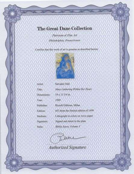 Highly Collectible and Rare Salvador Dali Original Lithograph from the 'Biblia Sacra' Suite