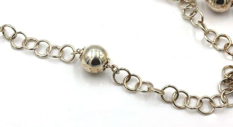Fancy circle ball chain necklace in 925 sterling silver