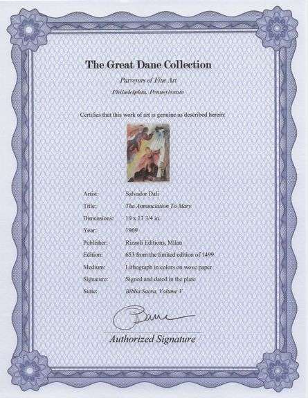 Highly Collectible and Rare Salvador Dali Original Lithograph from the 'Biblia Sacra' Suite