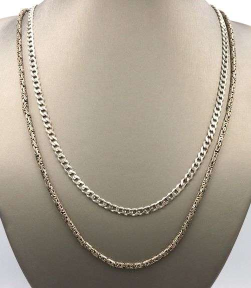 Group lot of 2 Vintage 925 sterling silver necklaces