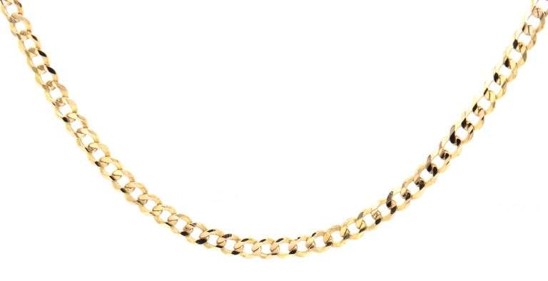 14kt Yellow gold flat curb link chain necklace