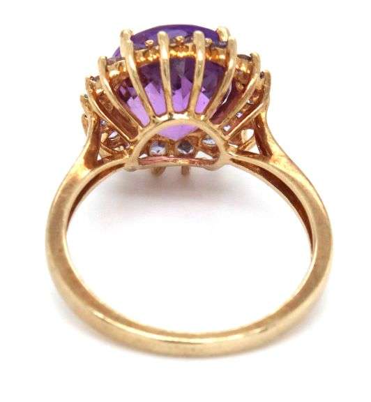 10kt Yellow gold amethyst and tanzanite cocktail ring