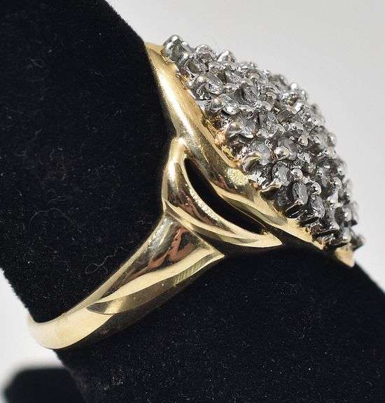 Sparkling 10K Yellow Gold Diamond Cluster Ring