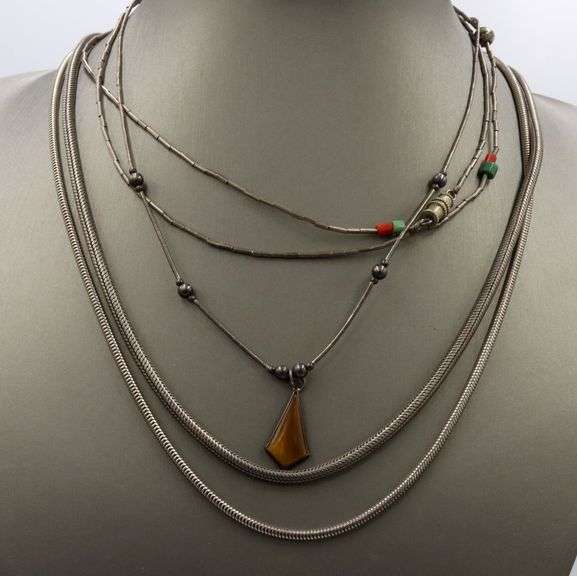 Vintage 925 sterling silver group lot of 4 necklaces