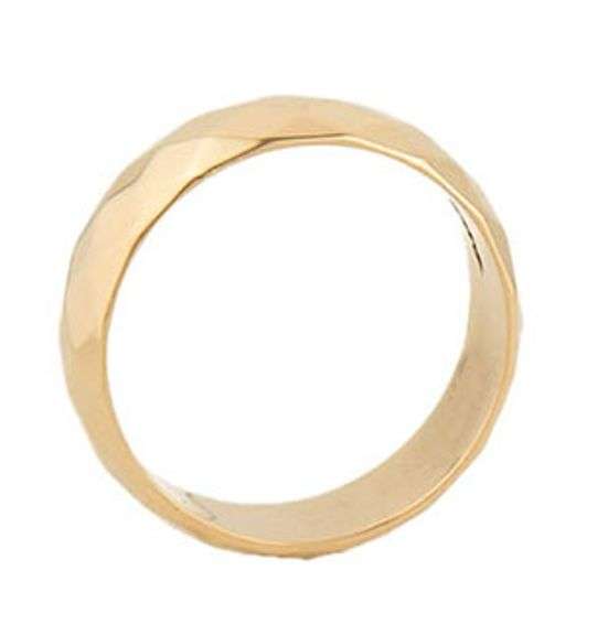 Gents Polished 8MM Hammered Faceted Band Ring in 14K