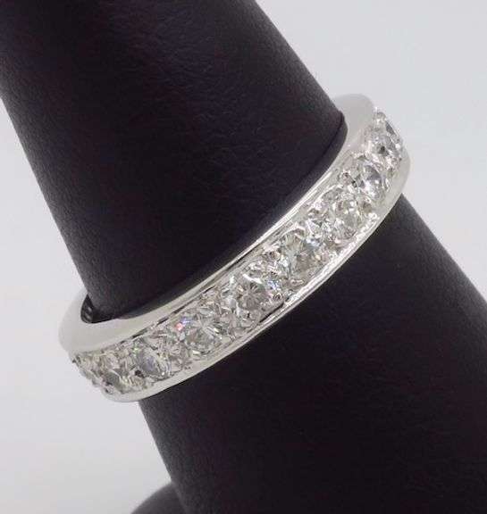 Vintage Diamond Eternity Band Crafted in 18k White Gold