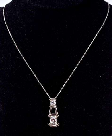 CZ Gemstone Pendant Necklace in Sterling Silver
