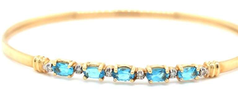 14kt Blue topaz bangle bracelet
