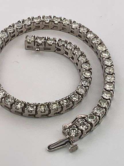 CERTIFIED 14K WHITE GOLD DIAMOND TENNIS BRACELET 7.50 CARATS