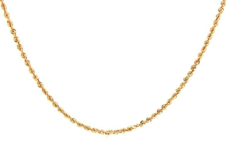 14kt Yellow gold rope chain necklace