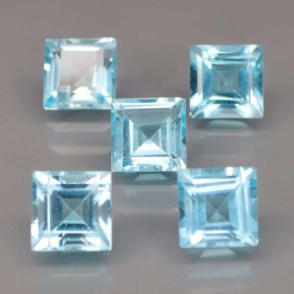 Matched! 5 piece 11.16ct full fire sky blue Topaz set